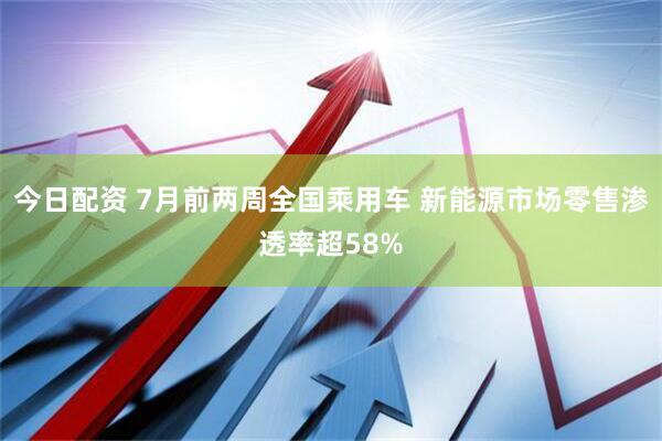 今日配资 7月前两周全国乘用车 新能源市场零售渗透率超58%