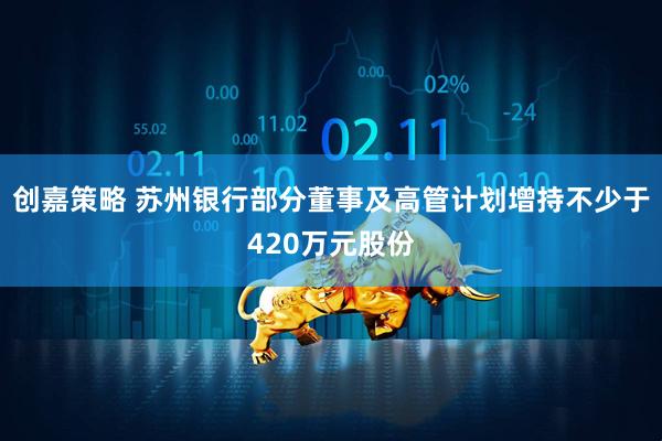 创嘉策略 苏州银行部分董事及高管计划增持不少于420万元股份